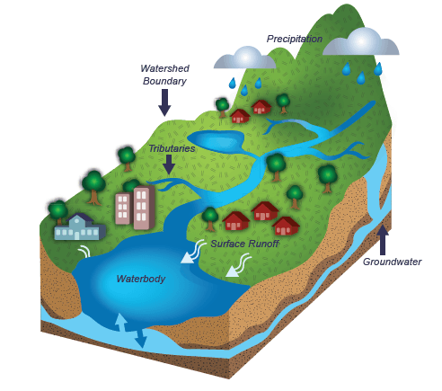 Illustration of a watershed.