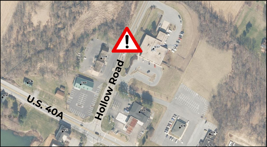 map of the Hollow road closure