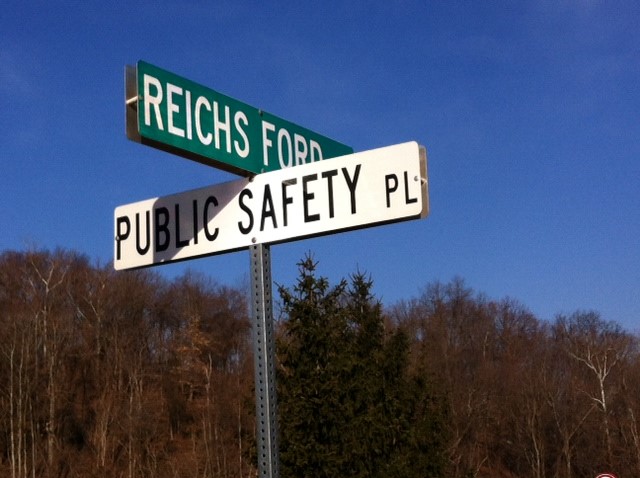 Public Safety Reichs Ford Rd Street Sign